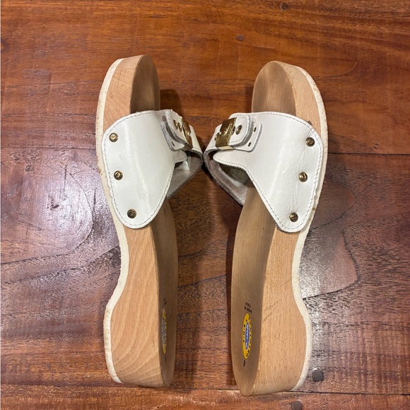 Dr. Scholl's Original Wooden Exercise Sandals Women’s Size 8 White with Gold - Picture 4 of 8